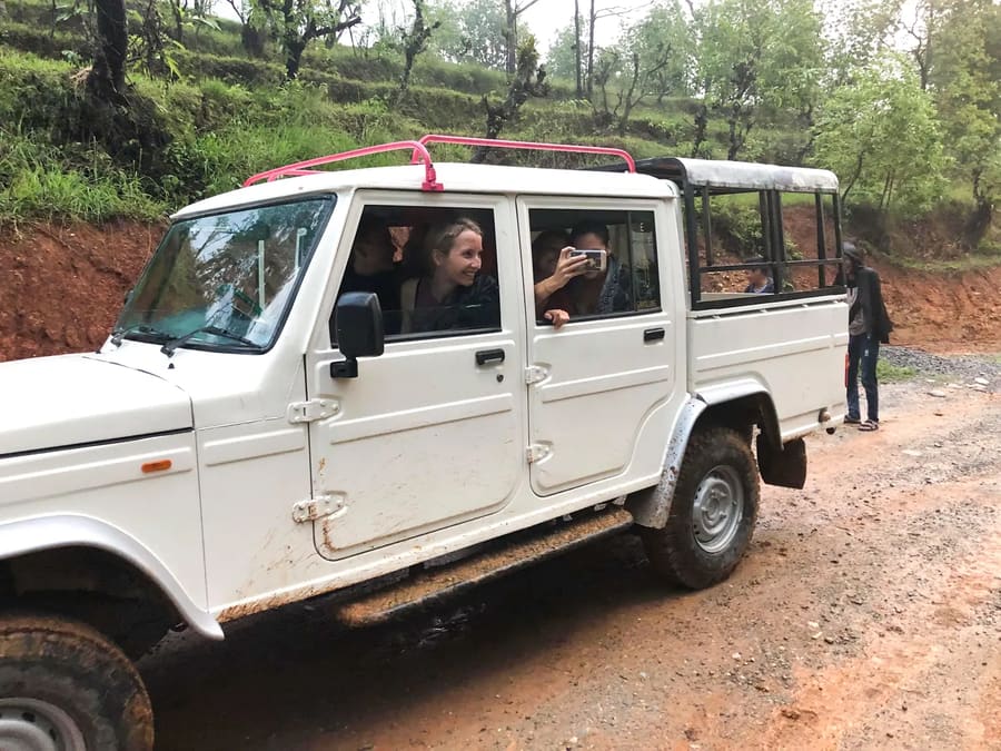 Tourists on a public jeep in Annapurnas