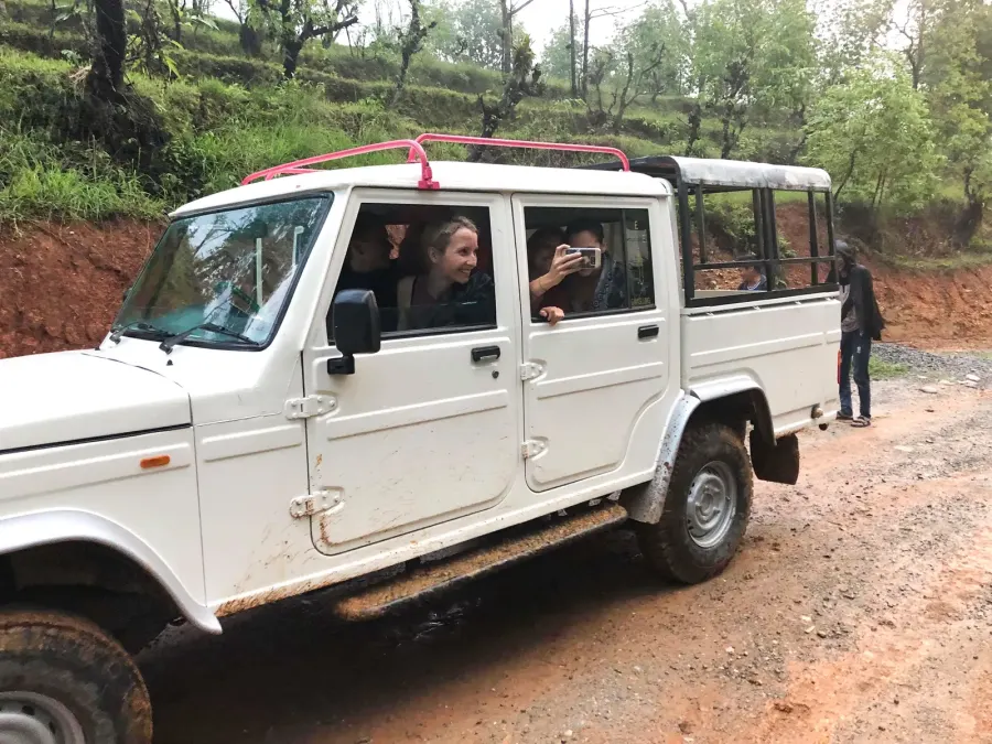 Tourists on a public jeep in Annapurnas