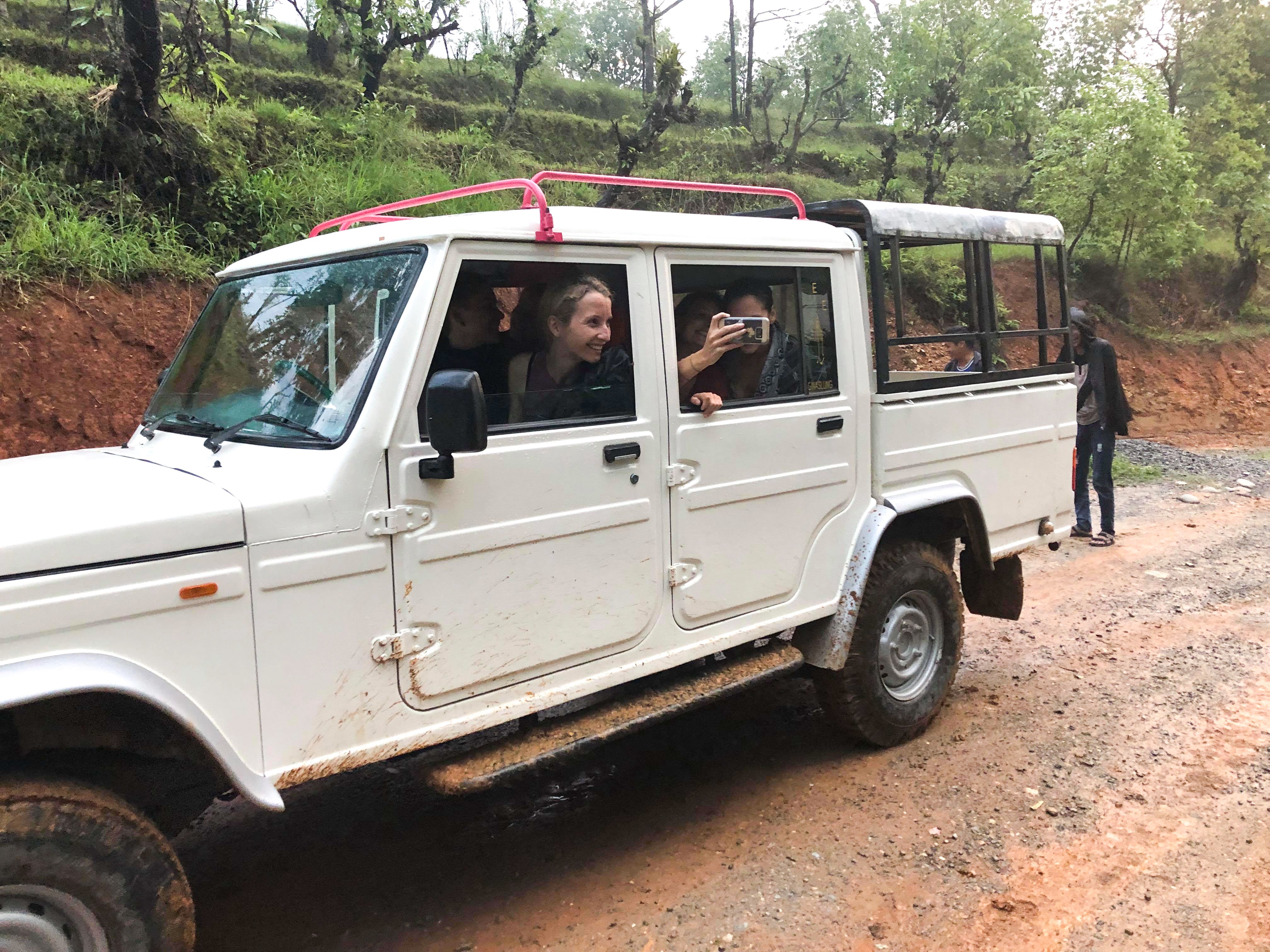 Tourists on a public jeep in Annapurnas