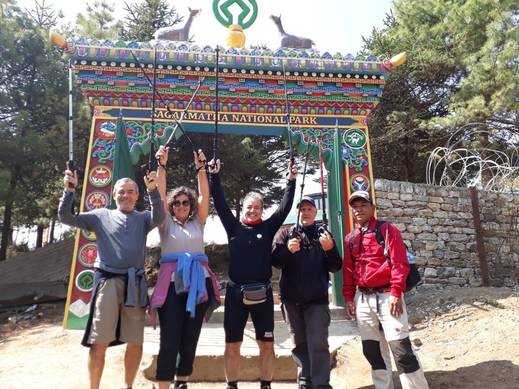 Trekkers at entry gates to Everest Base Camp