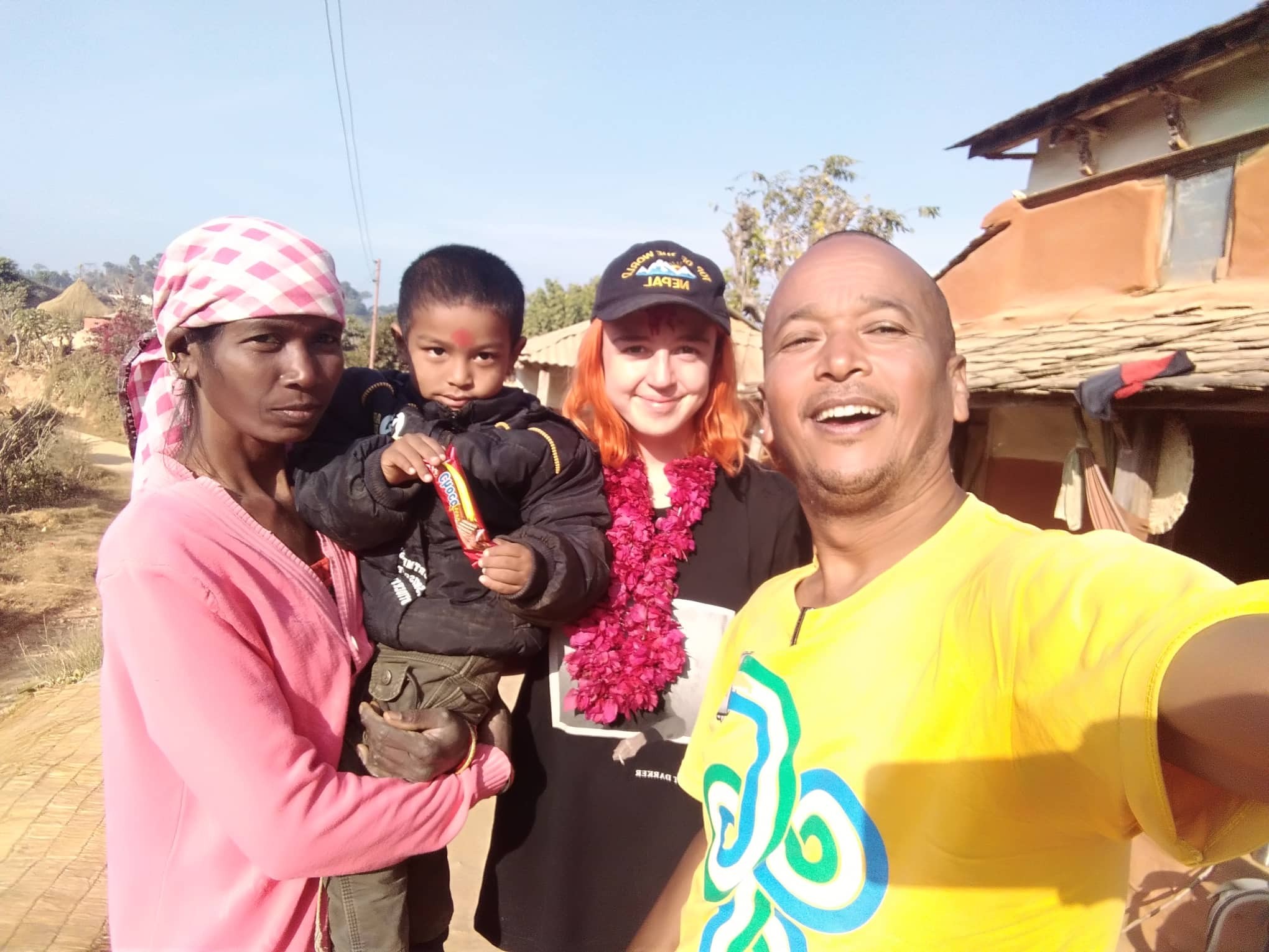 With locals at Millennium Homestay Trek